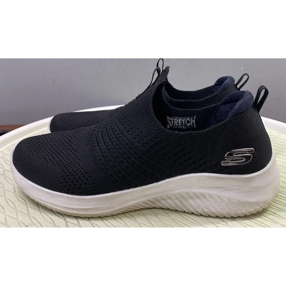 Skechers‎ Womens Black&White Memory Foam Stretch Fit Slip-on Shoes 8